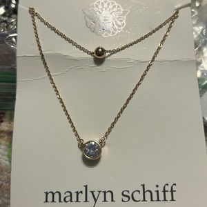 Marlyn Schiff Goltone 2 Layer Dainty Necklace NEW on Card